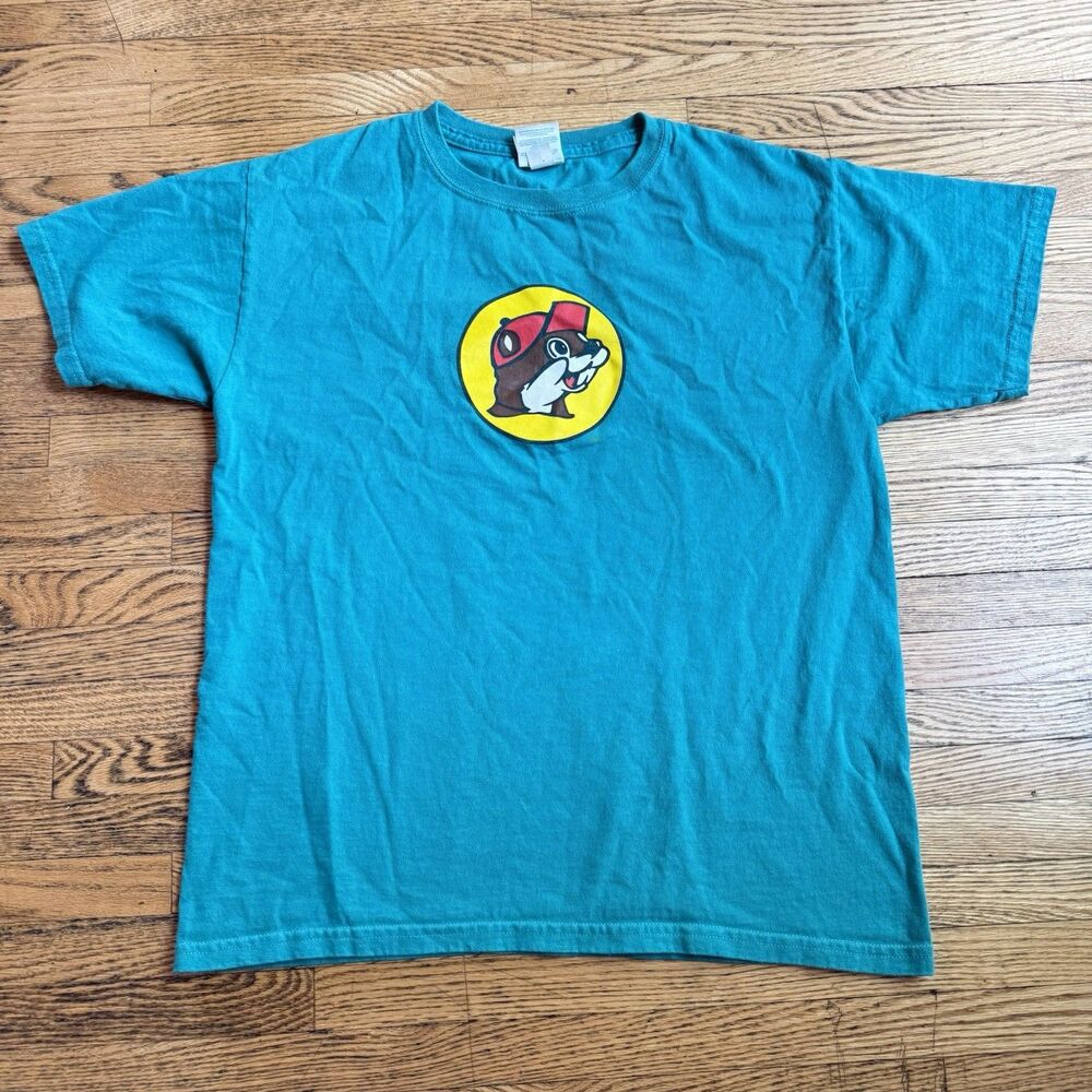 BUC-EE's T shirt Kids Large Turquoise Power To The Beaver Double Graphic Tee Top